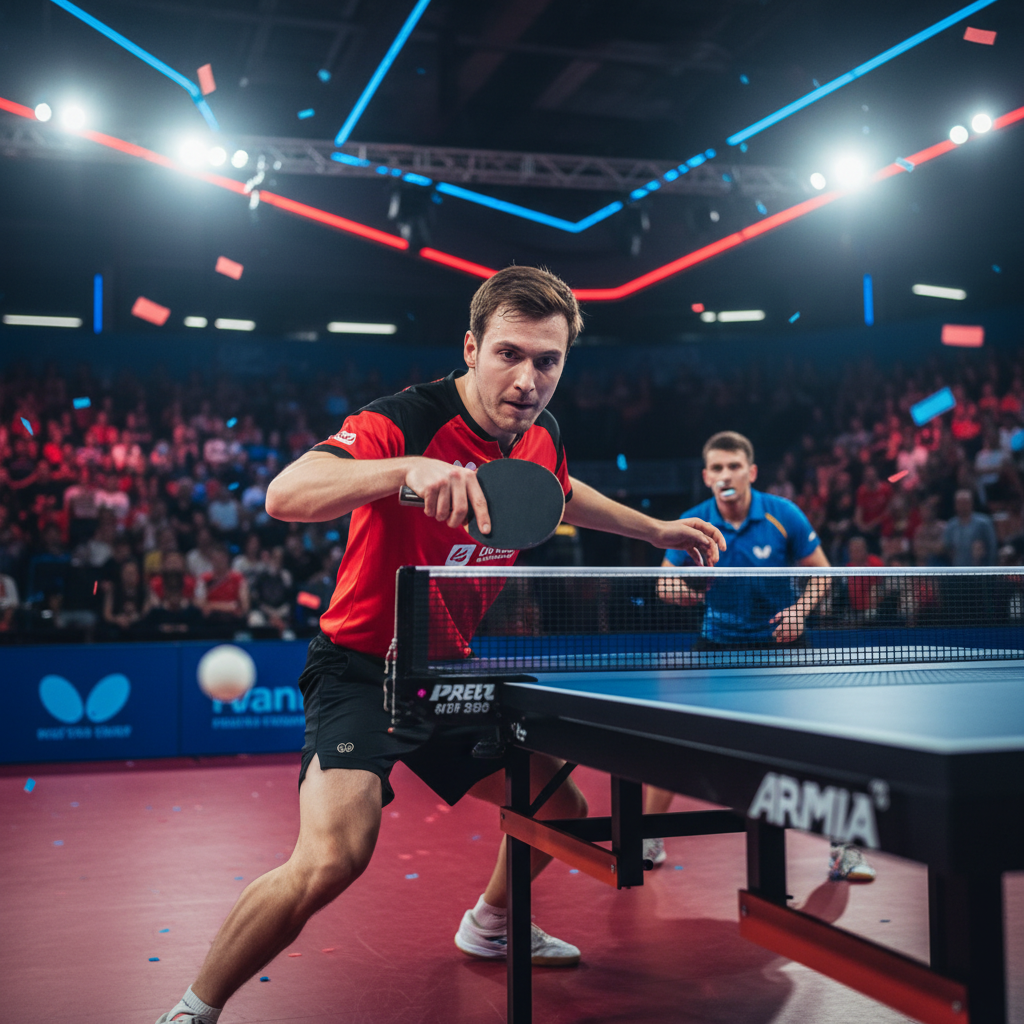 Tischtennis Match in einer deutschen Arena