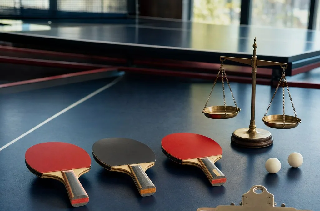 Tischtennismaterial für einen Vergleich