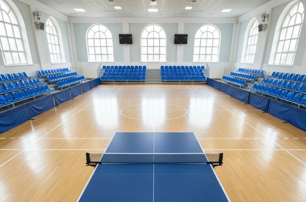 Tischtennistisch in einer Halle